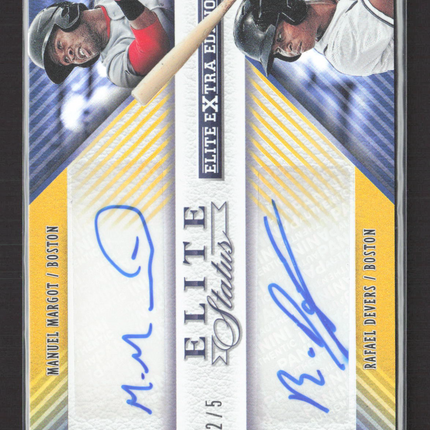 2015 Panini Elite Extra Status Manuel Margot Rafael Devers #4 2/5 Gold Auto