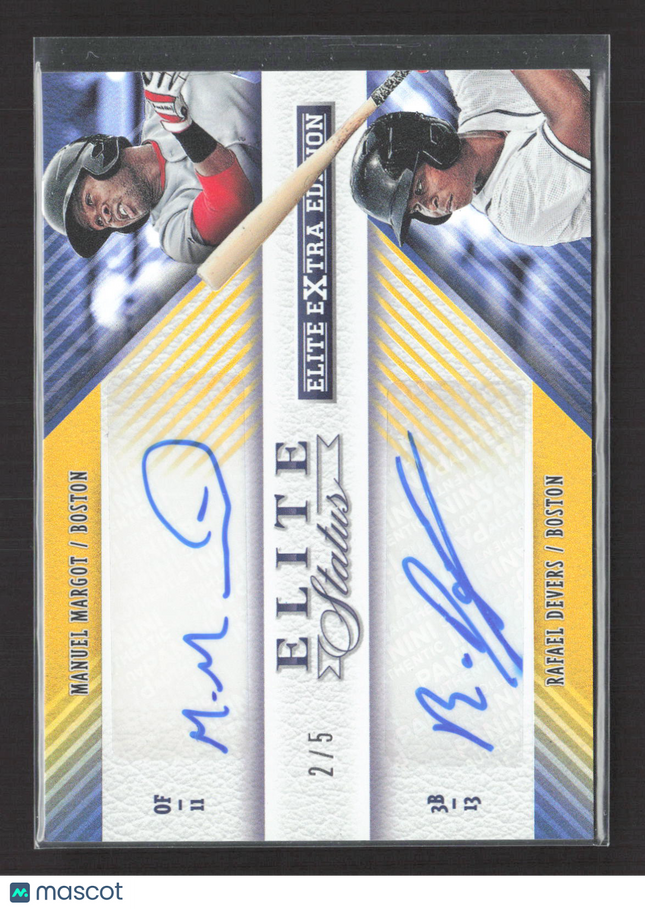 2015 Panini Elite Extra Status Manuel Margot Rafael Devers #4 2/5 Gold Auto
