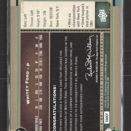 2012 Upper Deck SP Signature Edition Whitey Ford #E69CF Auto