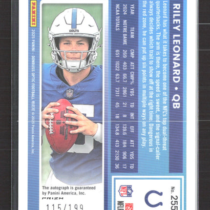 2025 Panini Donruss Optic Riley Leonard #255 Auto Holo /199