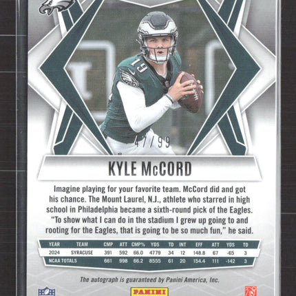 2025 Panini Phoenix Football Kyle McCord #173 Silver Prizm 47/99 RC Auto