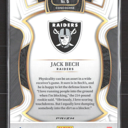 2026 Panini Select Football Prizm Concourse Jack Bech #6 Zebra RC