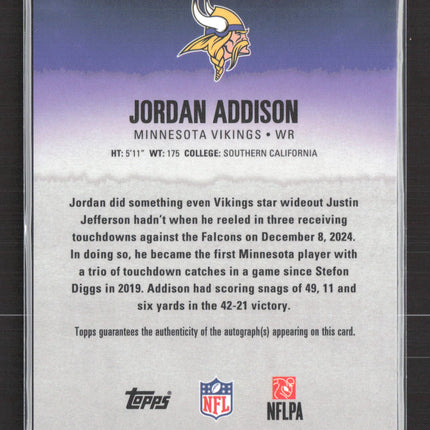 2025 Topps Signature Class Jordan Addison #87 Orange 14/50 Auto