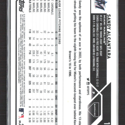 2023 Topps Chrome Sapphire Edition Sandy Alcantara #107 orange 02/25