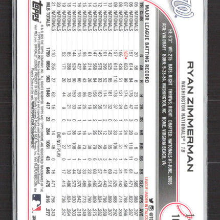 2022 Topps Chrome Ben Baller Edition Ryan Zimmerman #108 Green /99