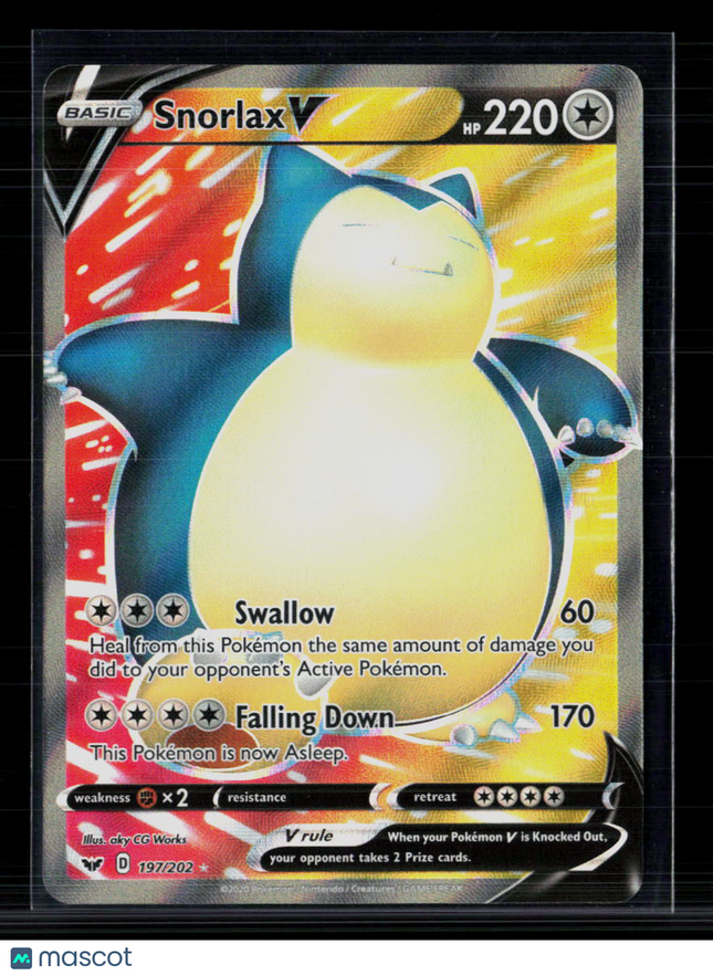 Pokemon 2020 Sword & Shield Snorlax V UR FA #197/202