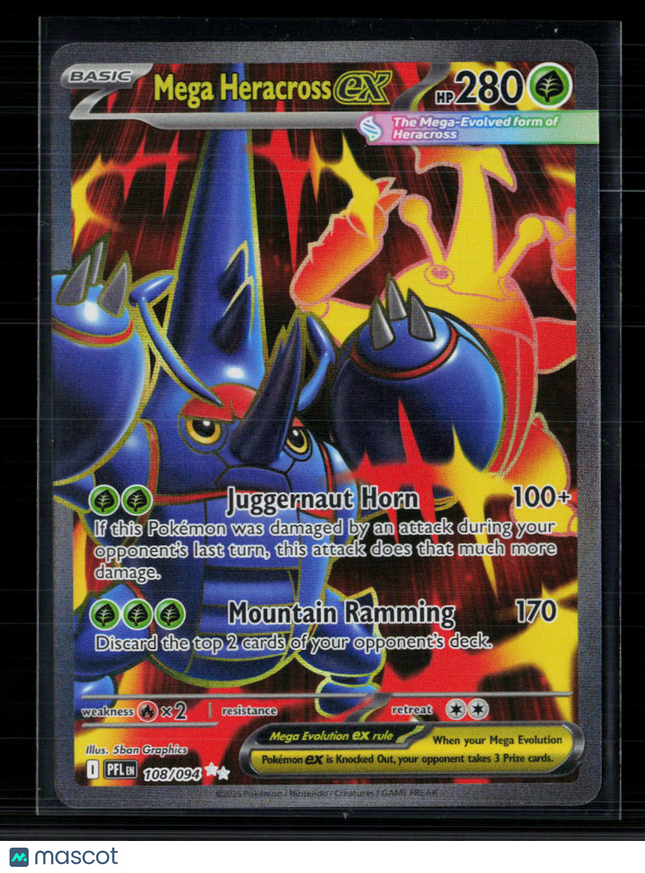 Pokemon 2025 Mega Evolution – Phantasmal Flames Mega Heracross EX FA #108/94
