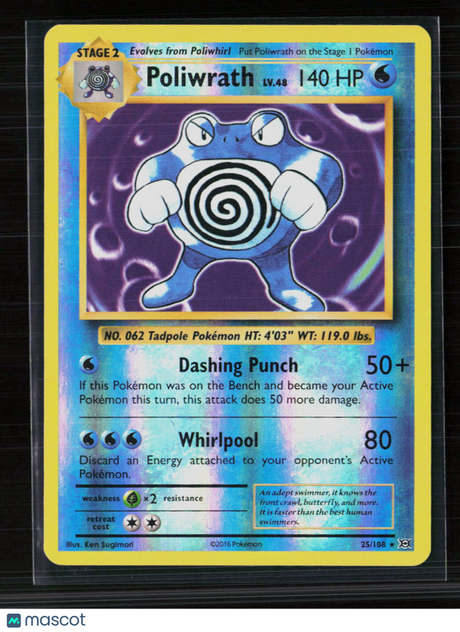 Pokemon 2016 Evolutions Poliwrath #25/108 Reverse Foil