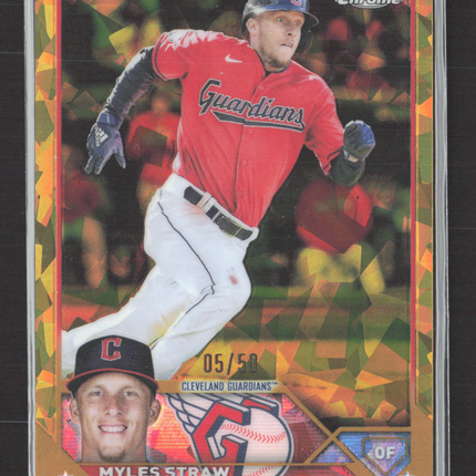 2023 Topps Chrome Sapphire Edition Myles Straw #474 Gold 05/50