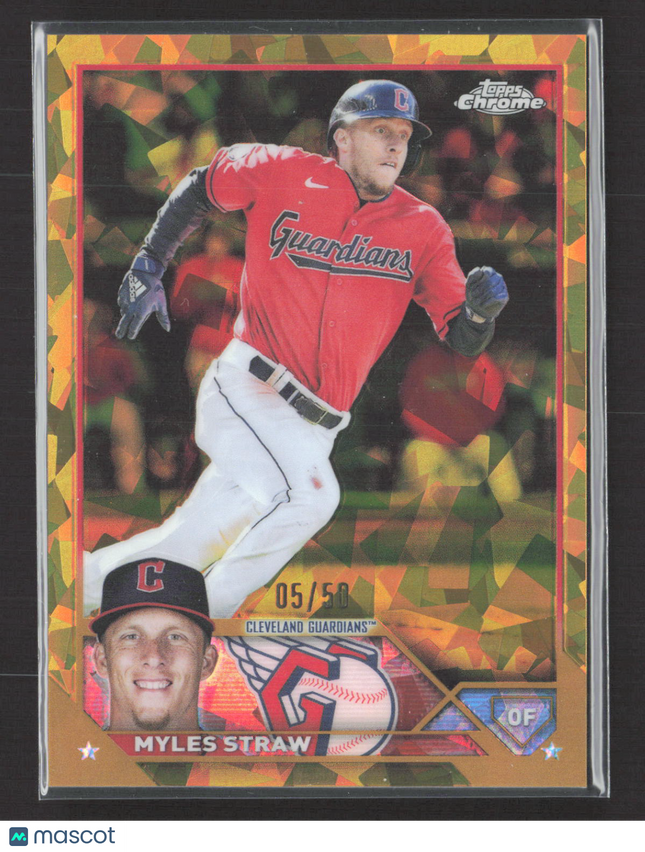 2023 Topps Chrome Sapphire Edition Myles Straw #474 Gold 05/50