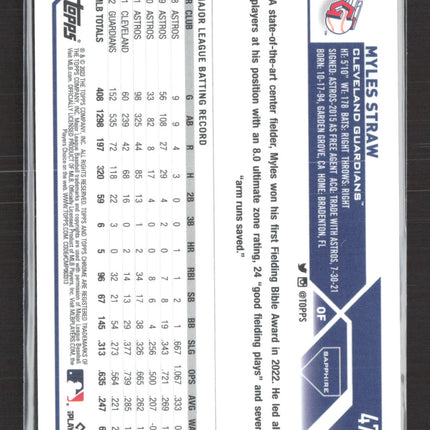 2023 Topps Chrome Sapphire Edition Myles Straw #474 Gold 05/50
