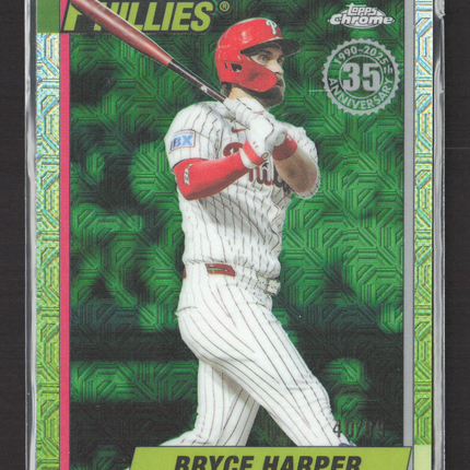 2025 Topps Chrome 1990 35th Anniversary Bryce Harper #U90C-77 Green Mojo /99
