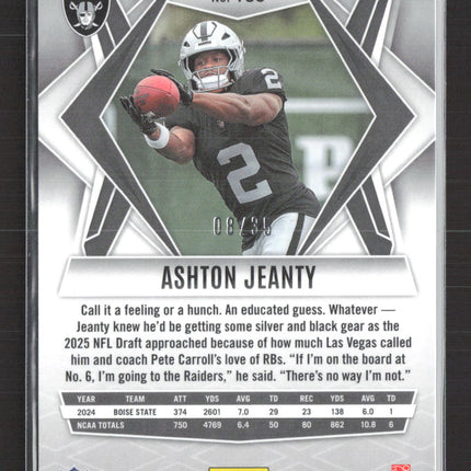 2025 Panini Phoenix Football Ashton Jeanty #158 Yellow RC 08/35