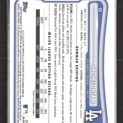 2026 Bowman Chrome Shohei Ohtani #52 Mojo Refractor