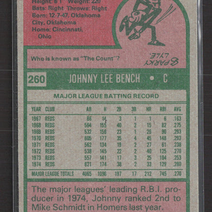 1975 Topps Johnny Bench #260