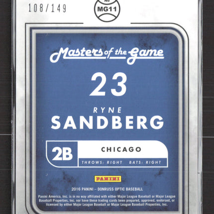 2016 Donruss Optic Masters of the Game Ryne Sandberg #MG11 Blue 108/149