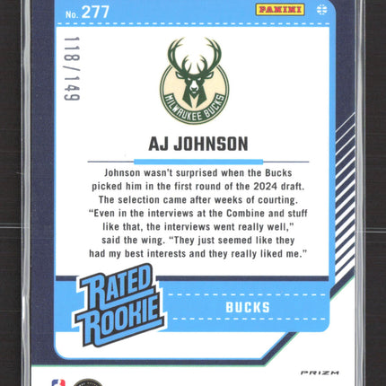 2025 Panini Donruss Optic AJ Johnson #277 Red /149