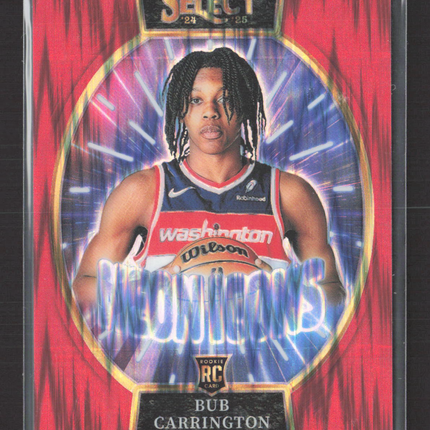 2025 Panini Select Neon Icons Bub Carrington #6 Red 70/99 RC