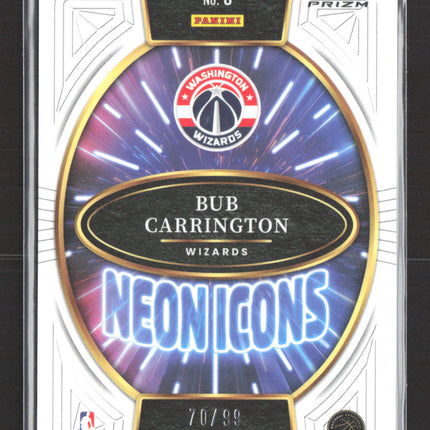 2025 Panini Select Neon Icons Bub Carrington #6 Red 70/99 RC