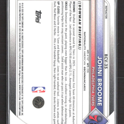 2025 Topps Bowman Chrome Johni Broome #BCV-35 Refractor 213/499 RC