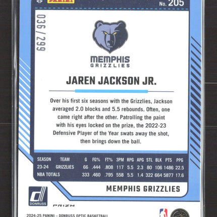 2025 Panini Donruss Optic Prizm Jaren Jackson Jr. #205 Orange /299