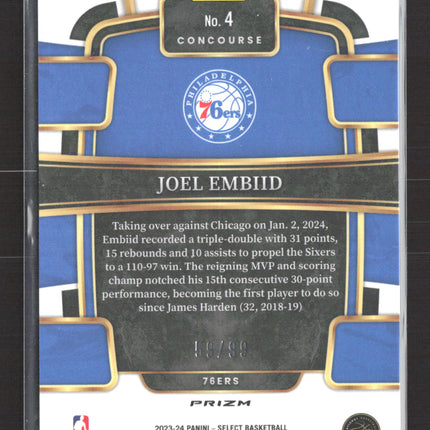2023 Panini Select Concourse Joel Embiid #4 Pink Prizm 59/99