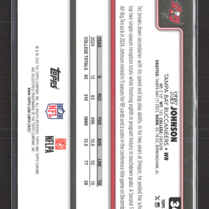 2025 Topps Chrome Tez Johnson #342 Sapphire RC