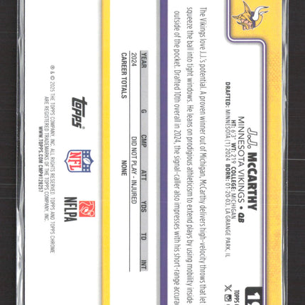 2025 Topps Chrome J.J. McCarthy #199 Blue Sapphire