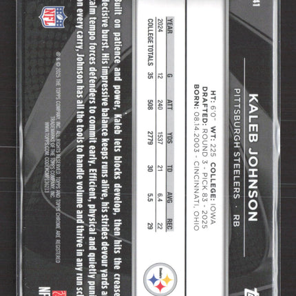 2025 Topps Chrome Black Kaleb Johnson #141 RC
