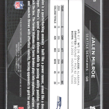 2025 Topps Chrome Black Jalen Milroe #145 RC