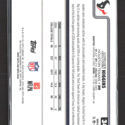 2025 Topps Chrome Jayden Higgins #343 RC Light Board