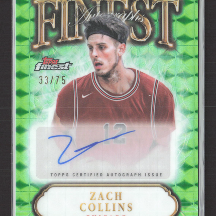 2025 Topps Finest Basketball Zach Collins #FA-DA Green Refractor 33/75 Auto