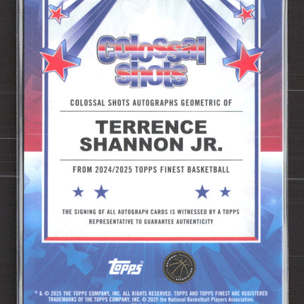 2025 Topps Finest Basketball Colossal Shots Terrence Shannon Geometric /75 Auto