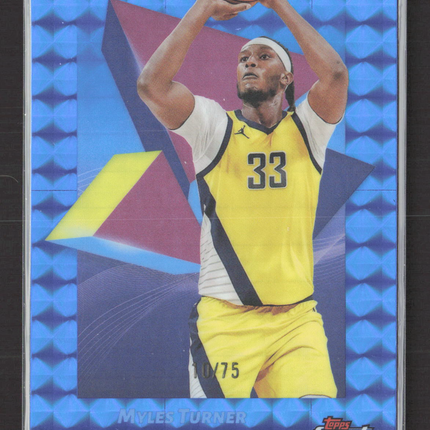 2025 Topps Finest Myles Turner #36 Blue Refractor 10/75