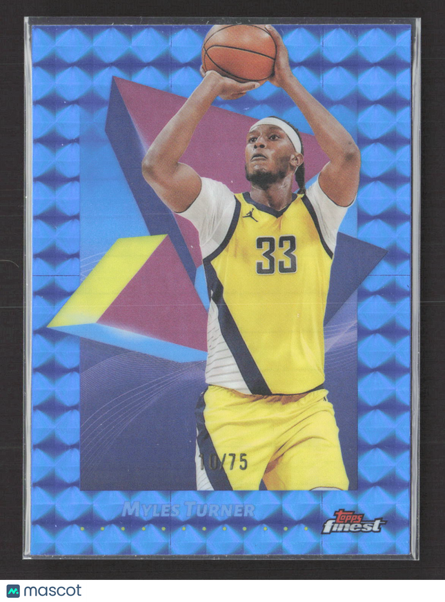 2025 Topps Finest Myles Turner #36 Blue Refractor 10/75