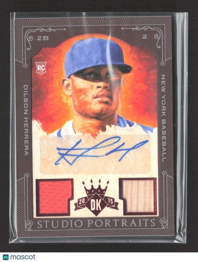 2015 Diamond Kings Studio Portraits Dilson Herrera #4 Bat 53/99 RC Jersey Auto
