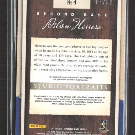 2015 Diamond Kings Studio Portraits Dilson Herrera #4 Bat 53/99 RC Jersey Auto