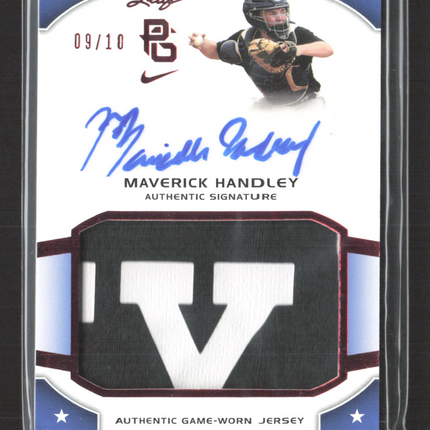 2015 Leaf Perfect Game National Maverick Handley #JA-MH1 09/10 Logo Patch Auto