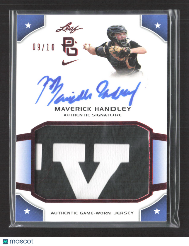 2015 Leaf Perfect Game National Maverick Handley #JA-MH1 09/10 Logo Patch Auto