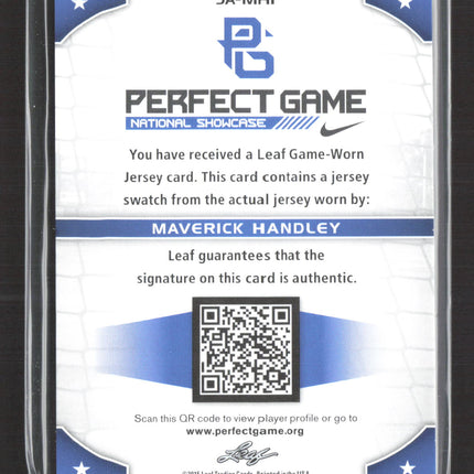 2015 Leaf Perfect Game National Maverick Handley #JA-MH1 09/10 Logo Patch Auto
