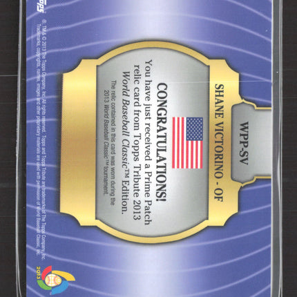 2013 Topps Tribute World Baseball Classic Shane Victorino #WPP-SV Patch /50