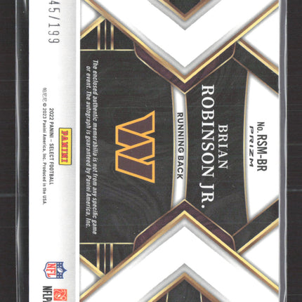 2023 Panini Select Prizm Brian Robinson Jr. #RSM-BR Patch RC 045/199 Auto