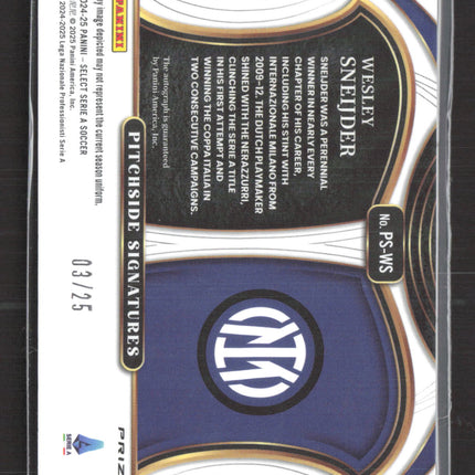 2025 Panini Select Serie A Pitchside Wesley Sneijder #PS-WS Tie Dye /25 Auto