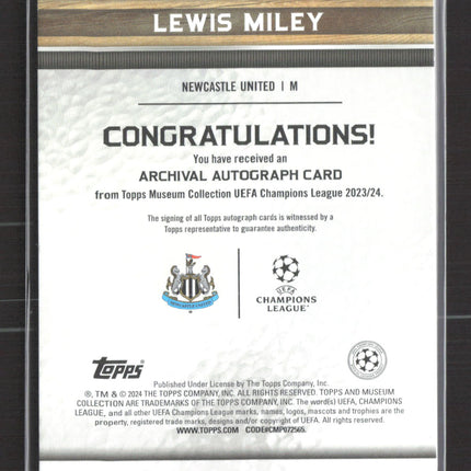 2024 Topps Museum Collection UEFA Lewis Miley #AA-ML3 RC Gold /50 Auto