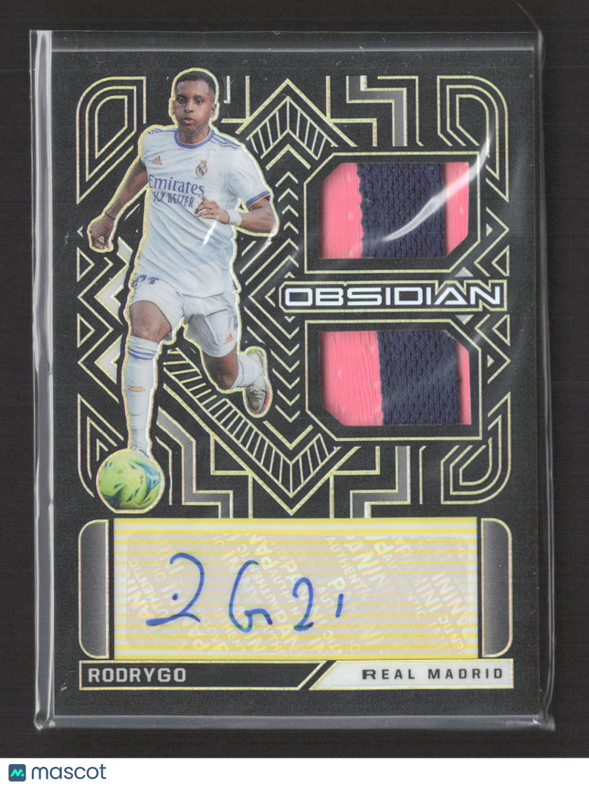 2022 Panini Obsidian Soccer Rodrygo #DJ-RGO 08/10 Dual Jersey Patch Auto