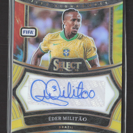 2025 Panini Select FIFA Soccer Prizm Eder Militao #S-EM Tie Dye 04/25 Auto