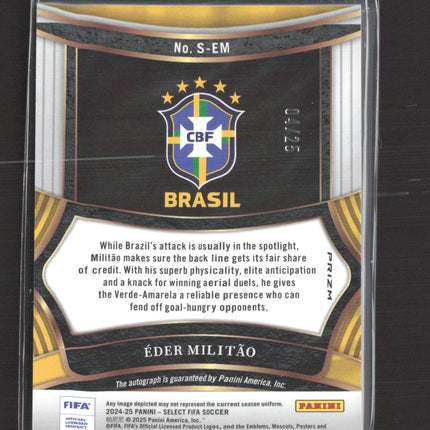 2025 Panini Select FIFA Soccer Prizm Eder Militao #S-EM Tie Dye 04/25 Auto