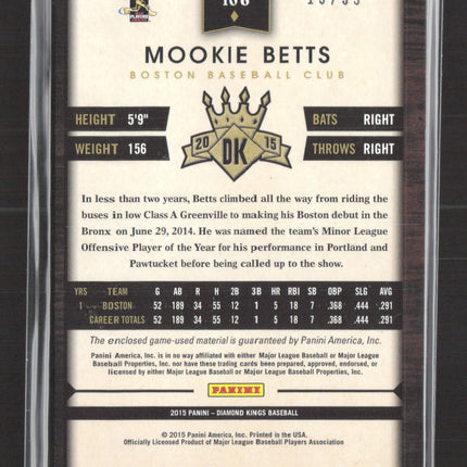 2015 Panini Diamond Kings Mookie Betts #106 19/99 Dual Jersey Bat