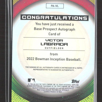2022 Bowman Inception Victor Labrada #PA-VL 04/50 Auto