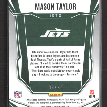 2025 Panini Phoenix Mason Taylor #DRP-MTR Dual Patch RC 12/25 Auto
